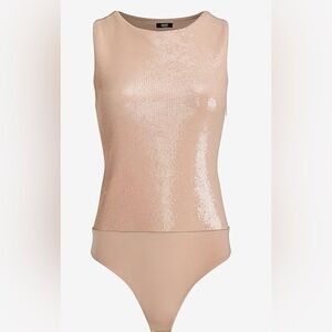 Express Body Contour Sequin Crew Neck Bodysuit